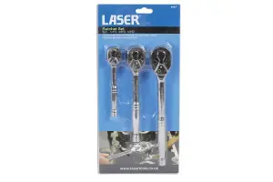 Laser Tools 6421 3pc Standard Ratchet Set 1/4"D, 3/8"D, 1/2"D