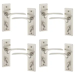 URBNLIVING 159mm Length 8 Pcs Como Dual Metal & Satin Nickel Bathroom Lever Latch Door Handle Set