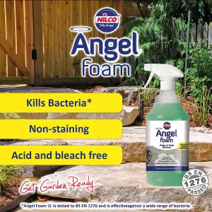 Nilco Angel Foam - Patio & Path Cleaner 3L Ready To Use Dirt Algae Remover 3x 1L