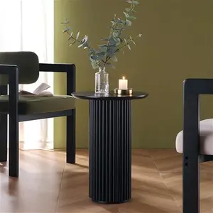 Maru Oak Round Side Table, Black - Daals - Side Tables