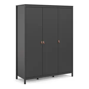 Barcelona Wardrobe with 3 doors in Matt Black