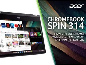 Acer Spin 314 Chromebook Convertible Laptop, Intel Celeron Processor, 4GB RAM, 128GB SSD, 14.6" Full HD Touchscreen, Silver