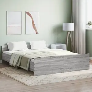 Berkfield Bed Frame with Headboard and Footboard Grey Sonoma 160x200 cm