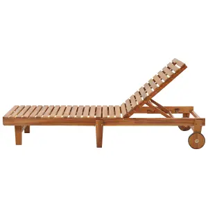 Sun Lounger Wood Light Wood PIETRALUNGA