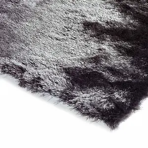 Grey Soft Shaggy Plain Handmade Modern Sparkle Dining Room Bedroom & Living Room Rug-200cm X 300cm