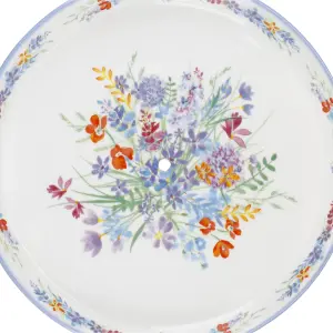 London Pottery Viscri Meadow Cake Plate, Ceramic, Almond Ivory / Cornflower Blue, 20 cm