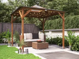 Dunster House Wooden Gazebo 2.5m x 2.5m Erin Hut Tub Shelted with Roof Felt