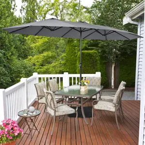 Costway 4.5M Double-Sided Patio Umbrella Extra-Large Market Umbrella w/ Base