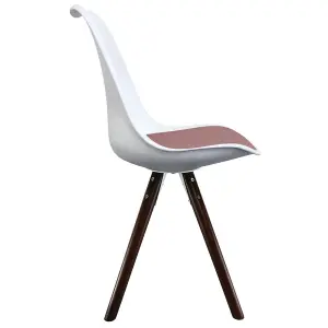 Soho White & Blush Pink Plastic Dining Chair with Pyramid Dark Wood Legs