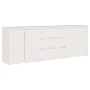 Berkfield Side Cabinet White 180x36x65 cm Solid Pinewood