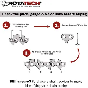 2 x Rotatech 3/8 inch Chain, 0.043 inch gauge 50 Drive Links for Dewalt, Ego, Makita 16 inch chainsaws