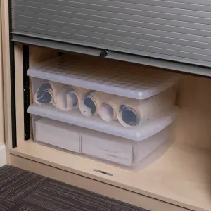 Wham Clip 2x 30L Rectangular Plastic Storage Boxes with Secure Clip Lock Lids.L:59.5 x W:39.5 x H:17cm Clear/Clear/Clear