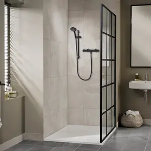 Triton Dene Matt Black Cool Touch Thermostatic Bar Mixer Shower + Riser Rail