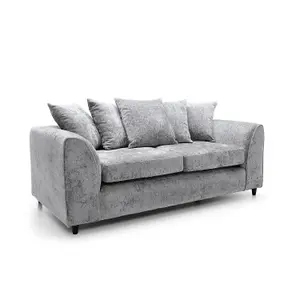 Harriet Crushed Chenille 3 Seater Sofa in Light Grey