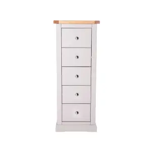 Loreo 5 Drawer Narrow Chest of Drawers Chrome Knob