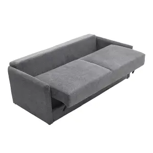 3 Seater Upholstered Sofa Bed Convertible Sofabed Sleeper Couch Bed, Dark Grey