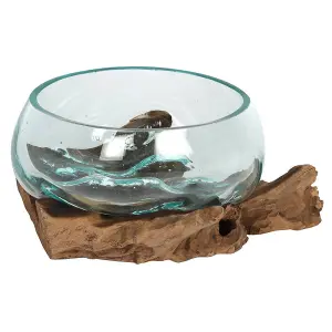 Something Different Wood Molten Gl Decorative Bowl Clear (One Size)