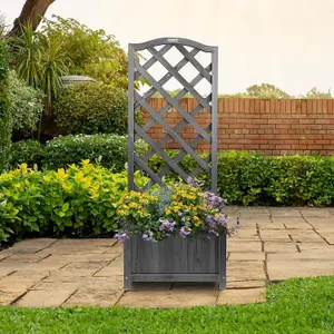 AAMEN 120CM Rectangular Trellis Lattice Planter For Climbing Flower Plants