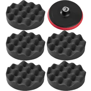 Buffer Pads - 5 ribbed sponges, M14 polishing wheel 150 mm - black