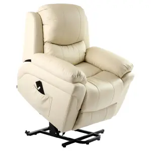 Madison Single Motor Electric Riser Rise Recliner Bonded Leather Armchair Electric Lift Chair (Cream)