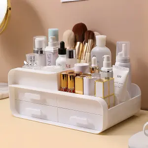 White 3 Drawers Multifunctional Plastic Makeup Storage Desk Organizer for Stationery Marker Pens