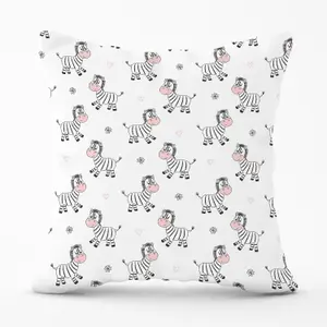 Cute Hand Drawn Zebra Outdoor Cushion 45cm x 45cm