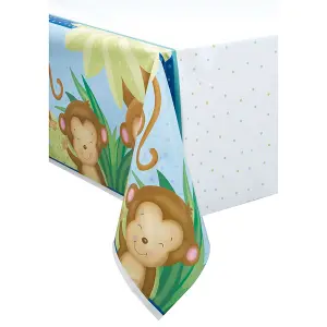 Unique Party Plastic Monkey Baby Shower Party Table Cover White/Blue/Green (One Size)