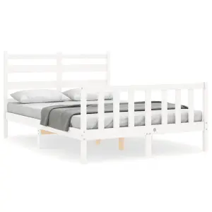 Berkfield Bed Frame with Headboard White 120x200 cm Solid Wood