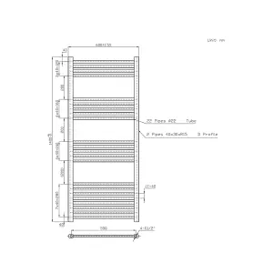 Rinse Bathrooms 800W Electric Heated Warming Towel Rail Bathroom Radiator Black - 1400x600mm