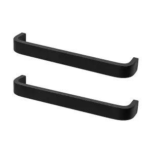 DecorAndDecor - SABLE Matt Black D-Shape Flat Kitchen Door Cabinet Cupboard Pull Handles - 160mm - Pair