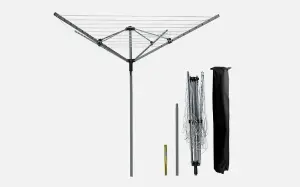 4 Arm 40M Powder Coated Rotary Airer With Ground Spike & Cover