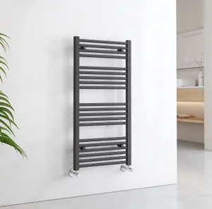 EMKE Towel Rail Radiator Bathroom Flat Straight Ladder Towel Radiator Anthracite 1000x500mm