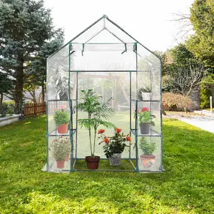 Costway Mini Walk-in Greenhouse Heavy-Duty Garden Warm House w/ PVC Cover