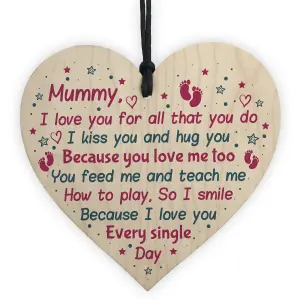 Red Ocean Mum Birthday Christmas Mummy To Be Wooden Heart From Bump Baby Gift Keepsake