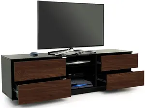 Homeology Avitus Premium High Gloss Black with 4-Walnut Drawers and 2 Shelves up to 65" LED/OLED/LCD TV Cabinet