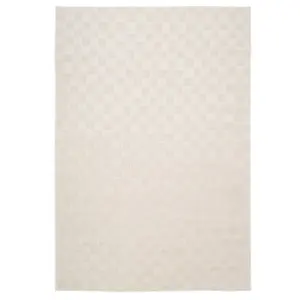 Cream Beige Checkered Velvety Soft Rug 120x170cm