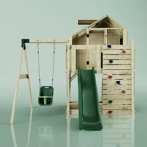 Rebo PolarPlay Kids Climbing Tower & Playhouse - Swing Eerika Green