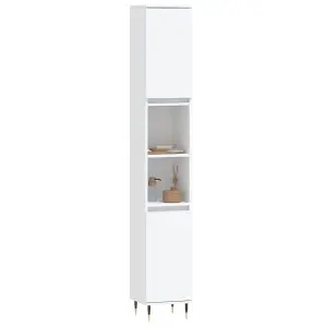 Berkfield Bathroom Cabinet White 30x30x190 cm Engineered Wood