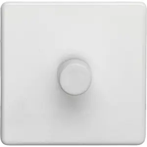 1 Gang Rotary Dimmer Switch 2 Way LED SCREWLESS MATT WHITE Light Dimming Wall