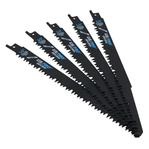 240mm Reciprocating Saw Blade 5 TPI Cutting Wood Extra Sharp Fast Cut 5pk