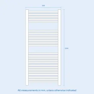 Nes Home 1200 x 500 mm Central Connection Designer Towel Radiator White Single Straight