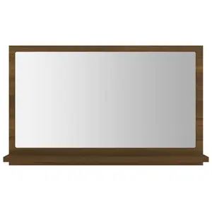 Dorlene Framed Wall Mounted Bathroom Mirror Brown Oak / 90 cm