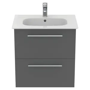 Ideal Standard i.life A Standard Matt Quartz Grey Wall-mounted Bathroom Vanity unit (H) 630mm (W) 600mm