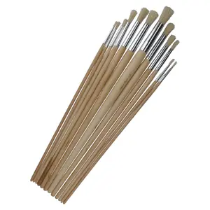 12pc Artist Craft Brushes Round Head Wooden Handles Paint Brushes