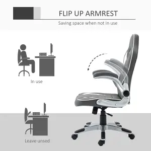 Vinsetto Home Office Chair Racing Gaming, Height Adjustable Rolling Swivel With Tilt Function PU Leather, Grey