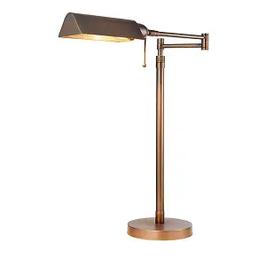 Luminosa Clarendon 1 Light Task Table Lamp Deep Antique Patina, E27