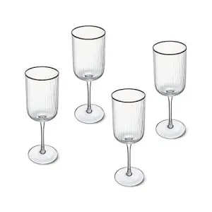 Mikasa Sorrento Ridged Crystal Set of 4 400ml White Wine Glasses