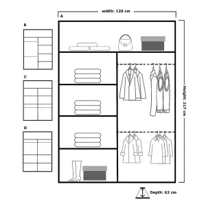 Sliding Wardrobes 4U Eddin Modern Sliding Mirror Door Wardrobe in  White, Black & Grey Colors - Grey (W)1200mm, (H)2170mm