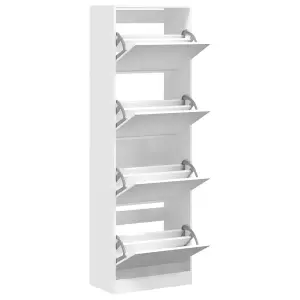 Shoe Cabinet with 4 Flip-Drawers White 60x34x187.5 cm