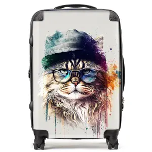 Siberian Cat Face Splashart Suitcase - Medium